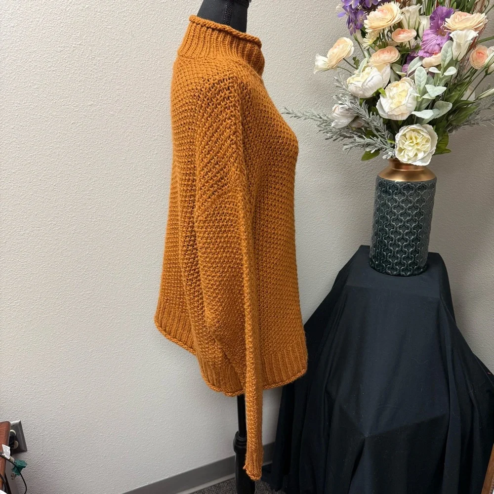 A.N.A Rust Chunky Knit Turtleneck Sweater M | Cozy Fall Winter Pullover Chic - Picture 4 of 7